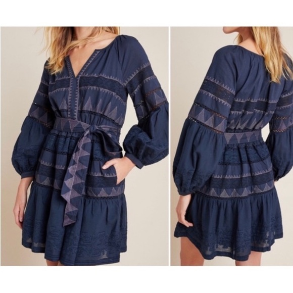 Anthropologie Skye Embroidered Mini Dress Size Small - Picture 1 of 16